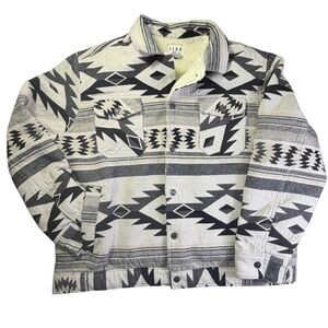 XXL Southwestern Aztec ROWM Sherpa Lined Geometric Jacket